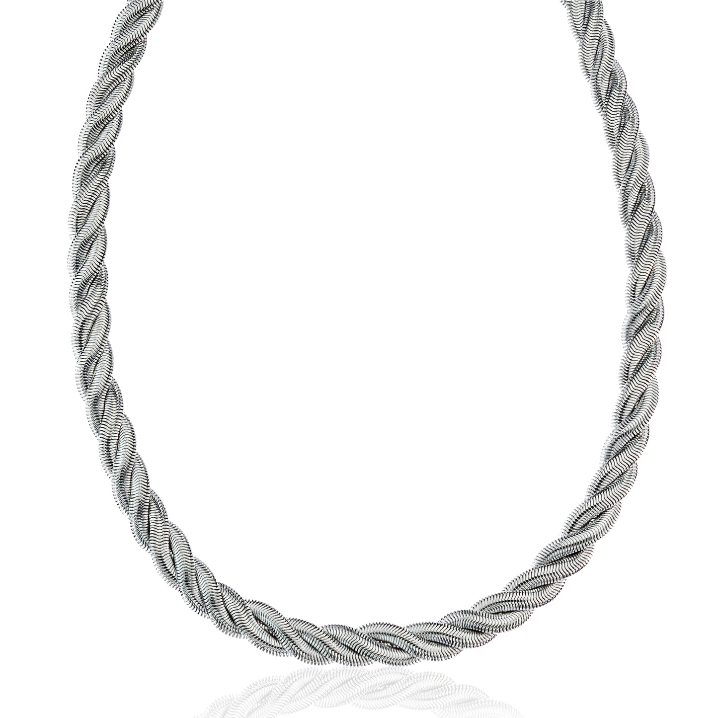 18 Inch Silver Tone Twisted Rope Chain Necklace with Extender