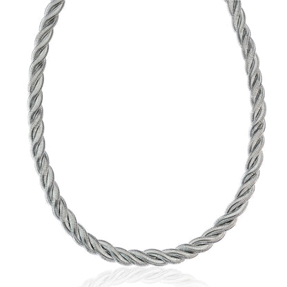 18 Inch Silver Tone Twisted Rope Chain Necklace with Extender