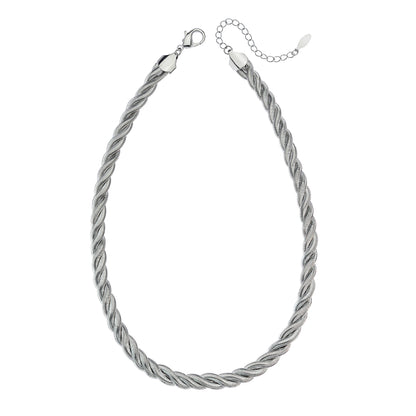 18 Inch Silver Tone Twisted Rope Chain Necklace with Extender