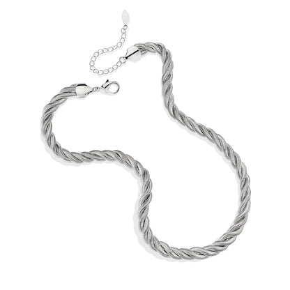 18 Inch Silver Tone Twisted Rope Chain Necklace with Extender