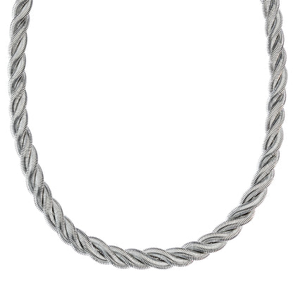 18 Inch Silver Tone Twisted Rope Chain Necklace with Extender