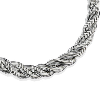 18 Inch Silver Tone Twisted Rope Chain Necklace with Extender