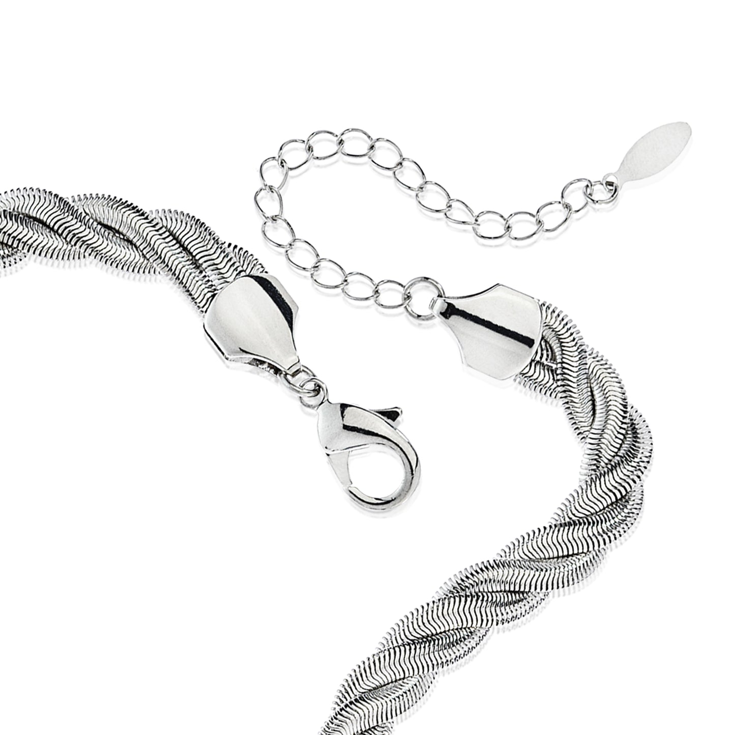 18 Inch Silver Tone Twisted Rope Chain Necklace with Extender