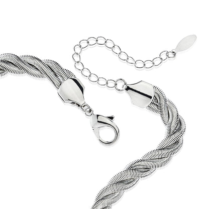18 Inch Silver Tone Twisted Rope Chain Necklace with Extender