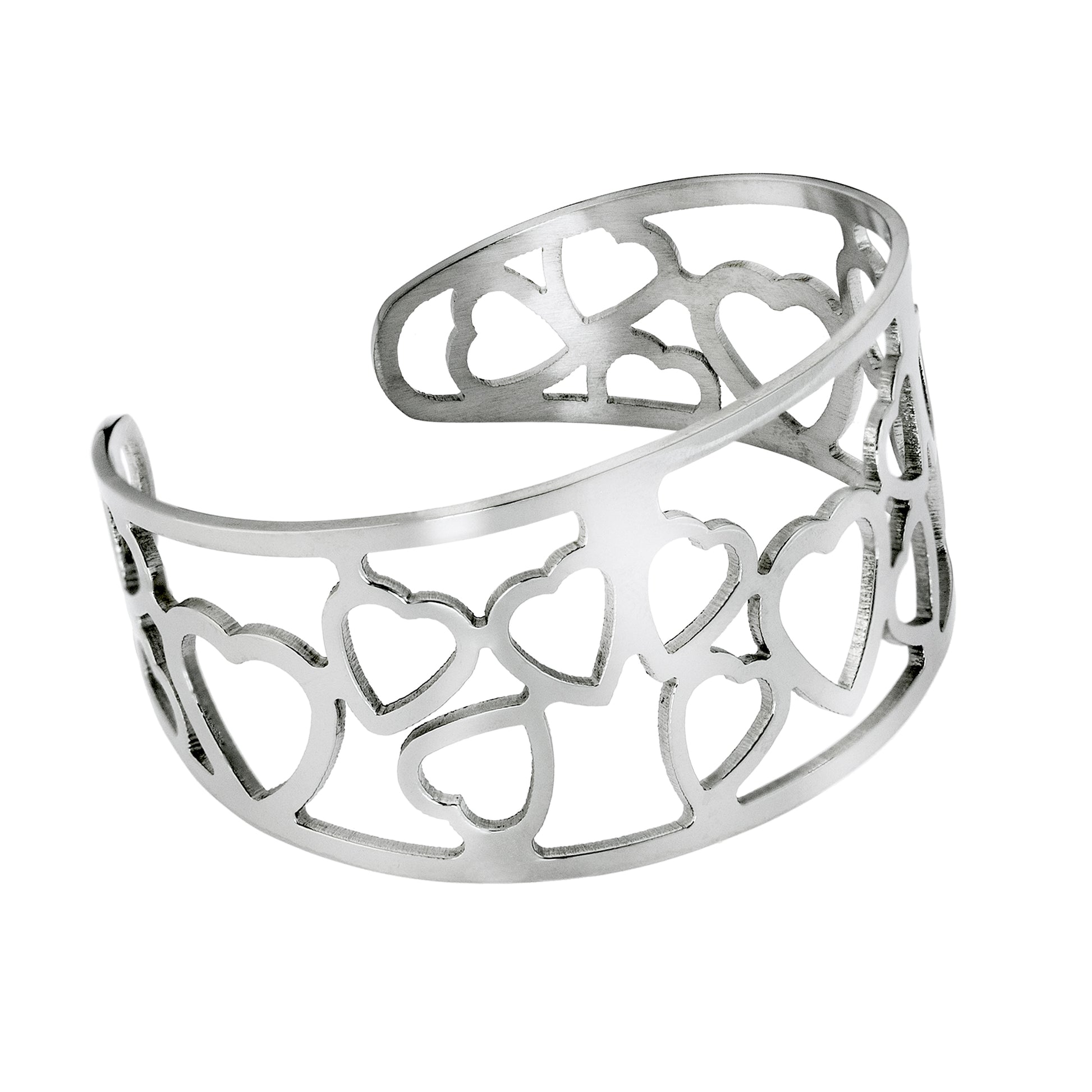 cuff bracelet-stainless steel jewelry-womens cuff bracelet-heart jewelry-heart bracelet