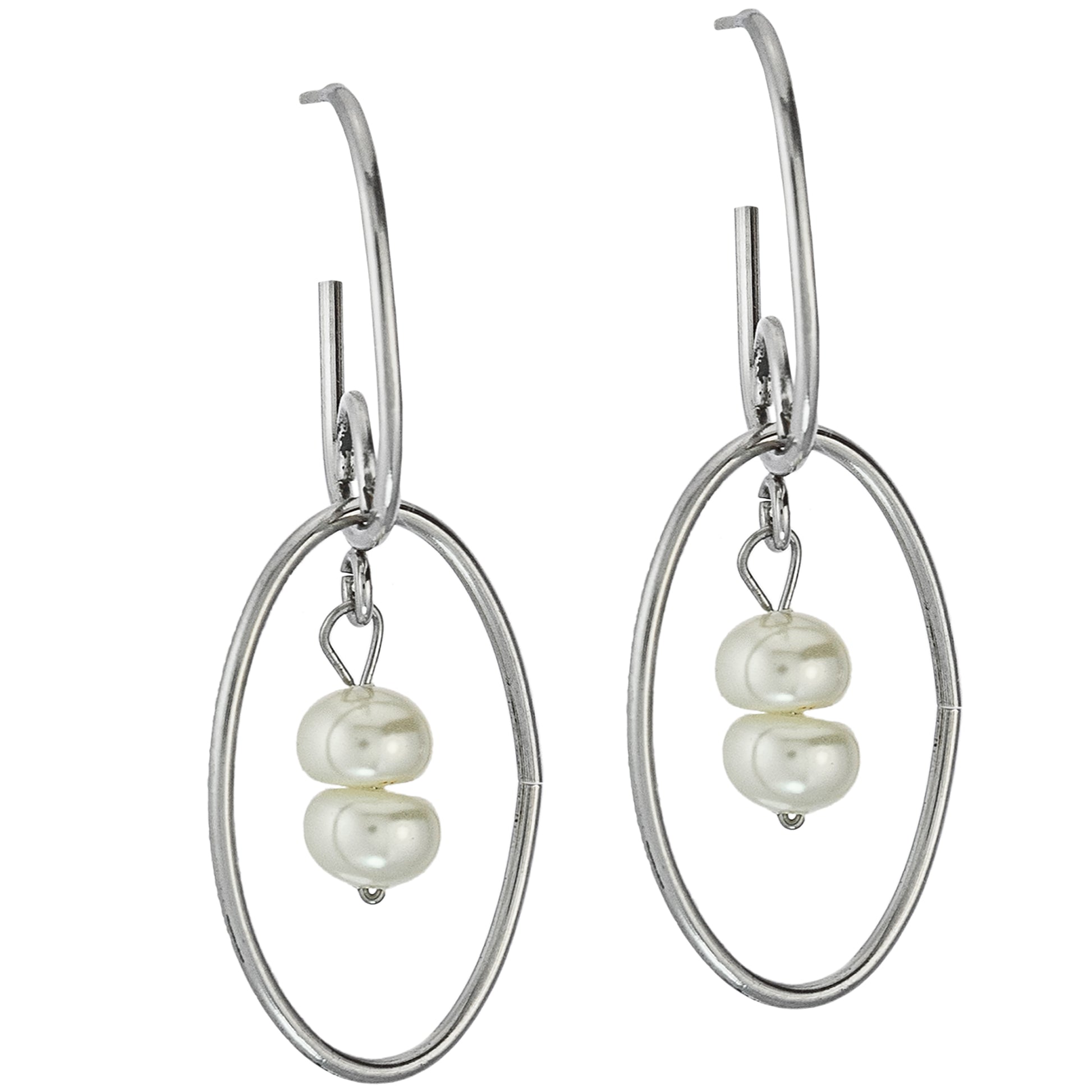 earrings-pearl earrings-stainless steel jewelry-silver earrings-dangle earrings