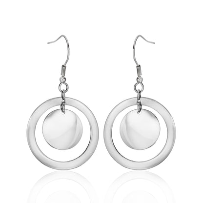 Modern Orbital Circle Drop Earrings - Waterproof Stainless Steel Dangle Earrings for Women