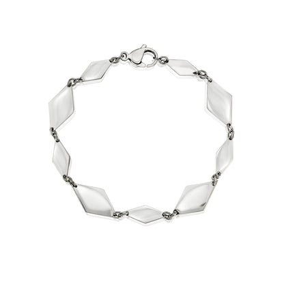 Modern Geometric Diamond Link Stainless Steel Bracelet with Lobster Clasp, 8.5 Inches