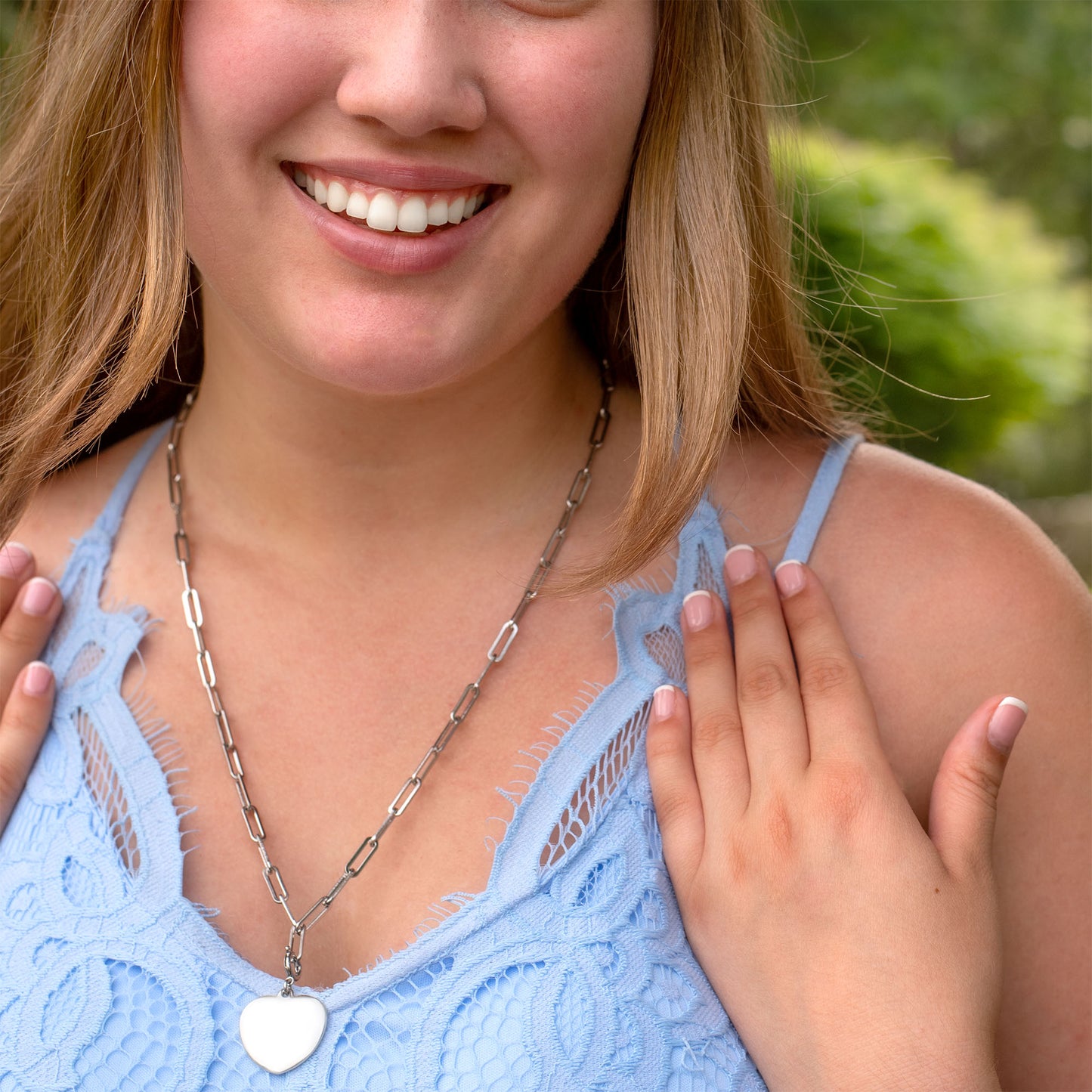 Stainless Steel Paperclip Link Chain Necklace 24 Inches Long