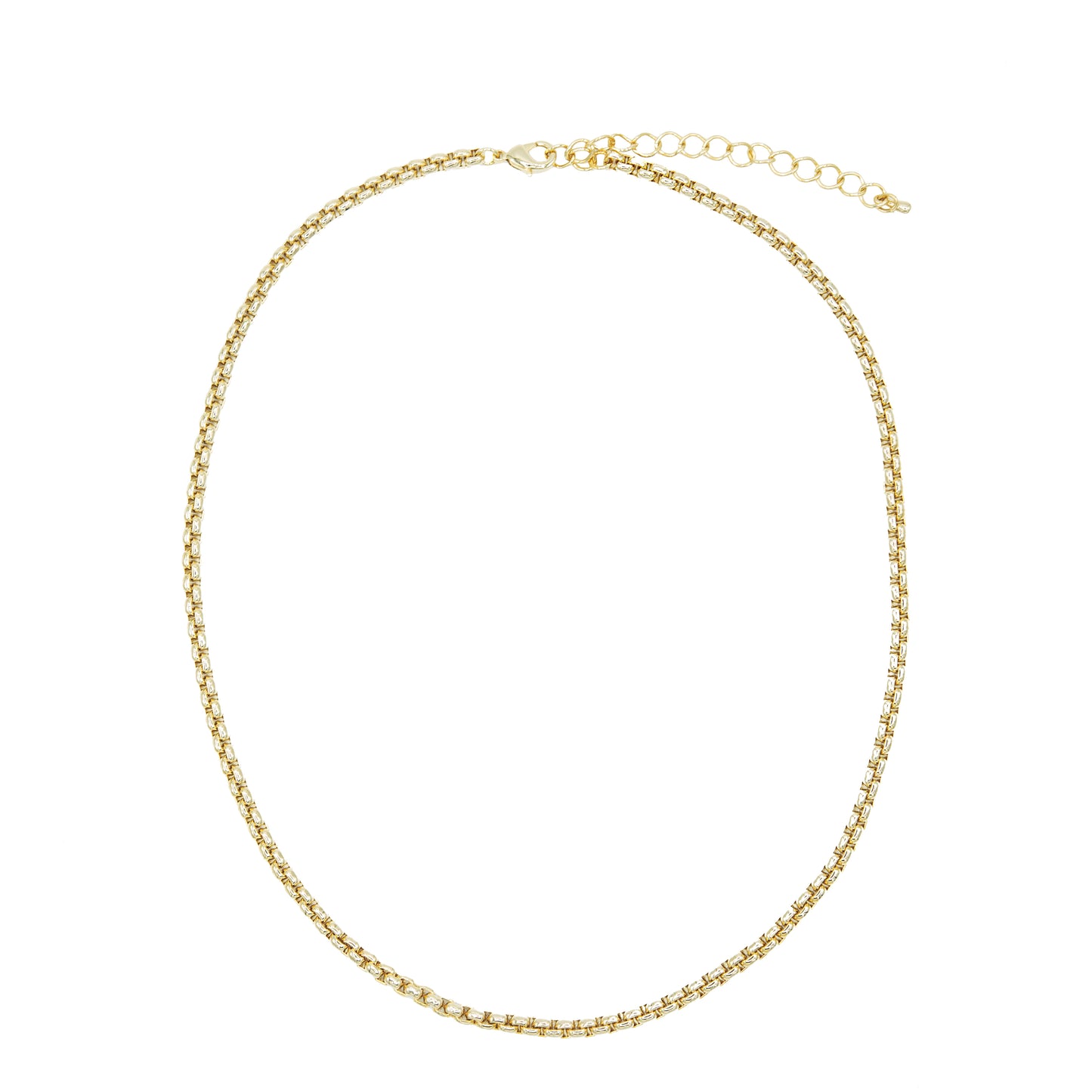 18 Inch Gold Tone Rolled Box Chain Necklace Classic Roll Chain