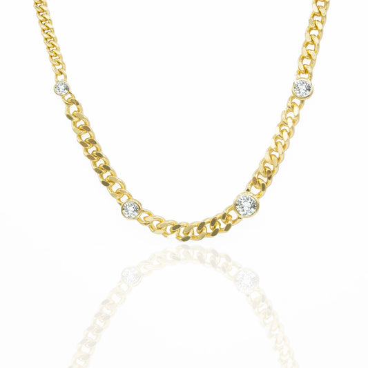 Cubic Zirconia Chain Necklace with Extender