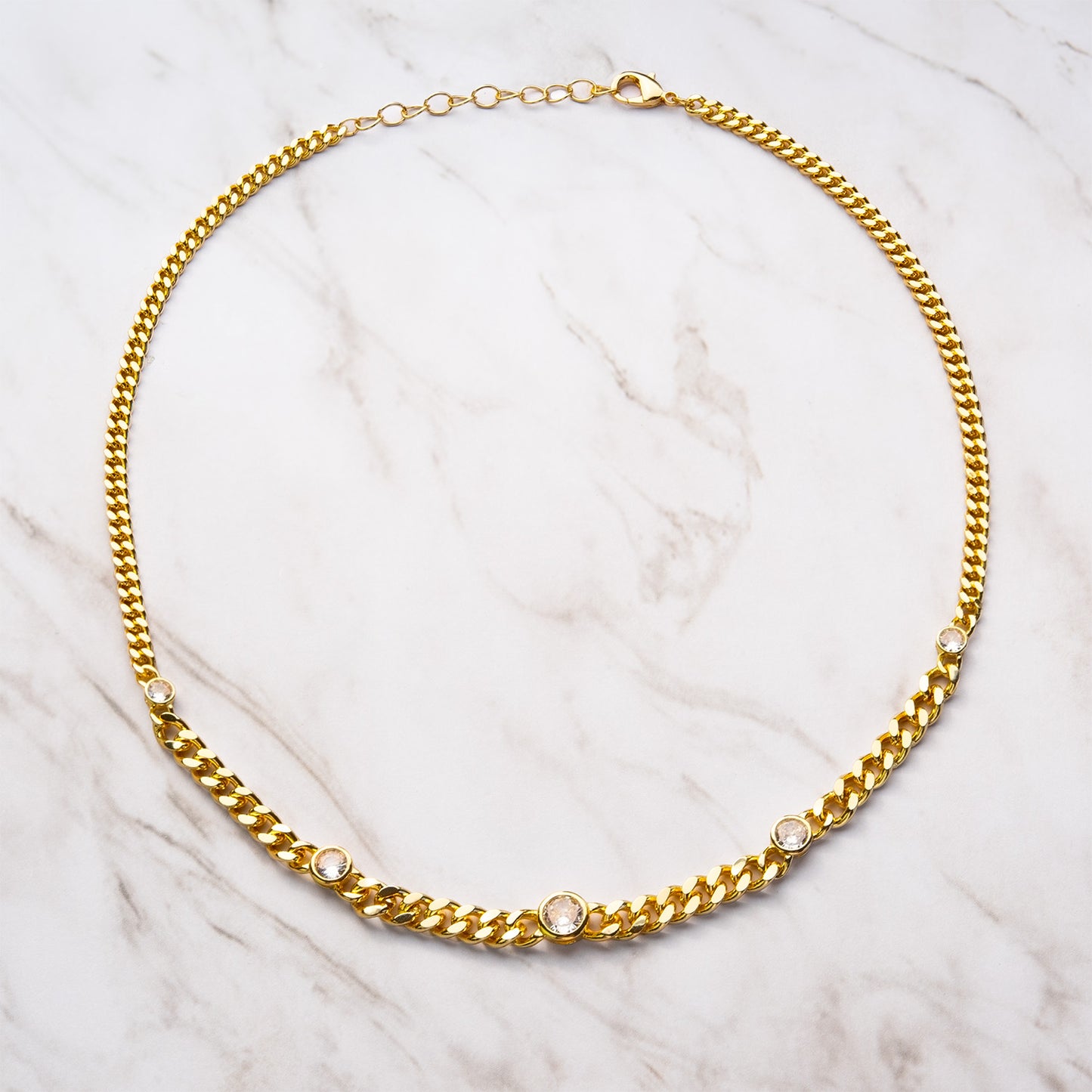 Cubic Zirconia Chain Necklace with Extender