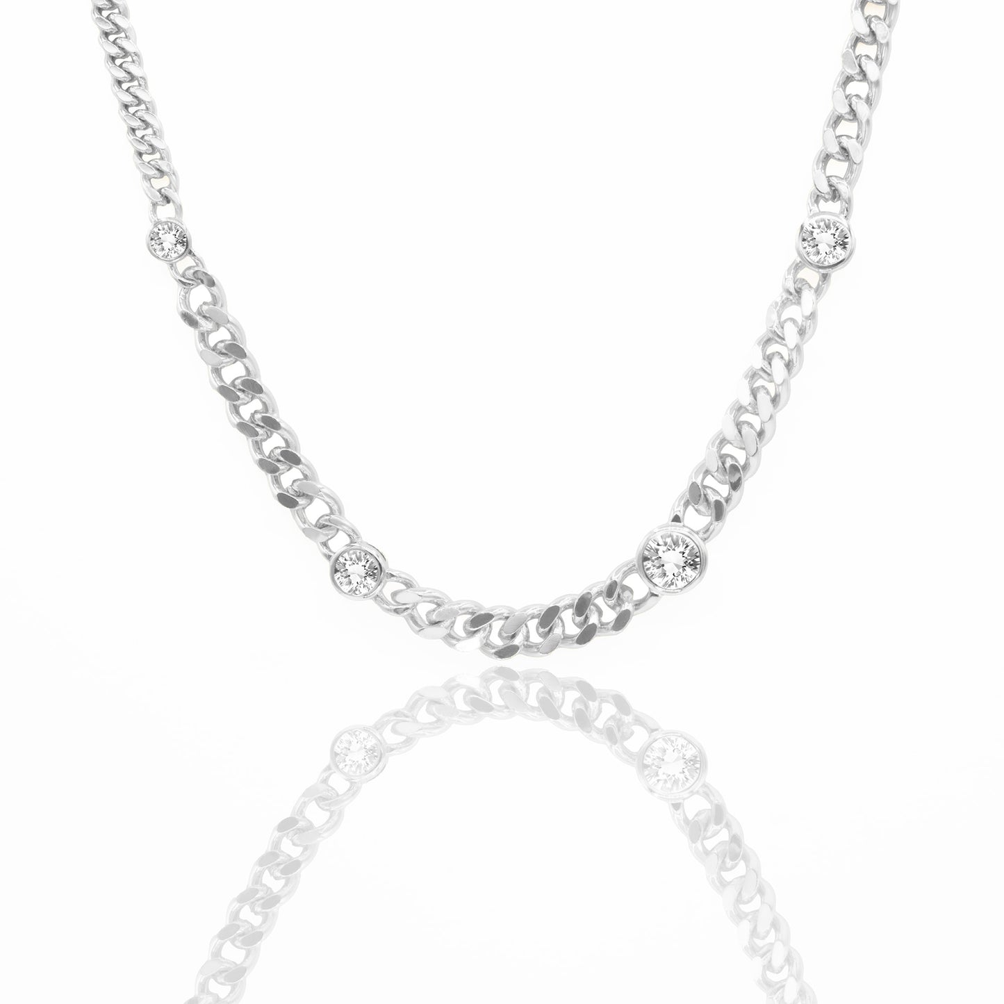 Cubic Zirconia Chain Necklace with Extender