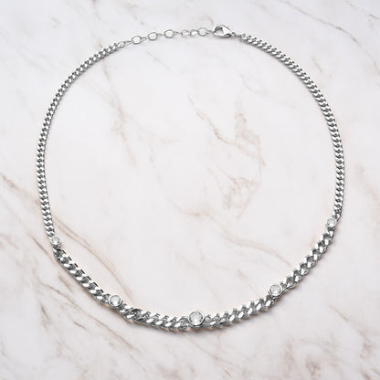 Cubic Zirconia Chain Necklace with Extender