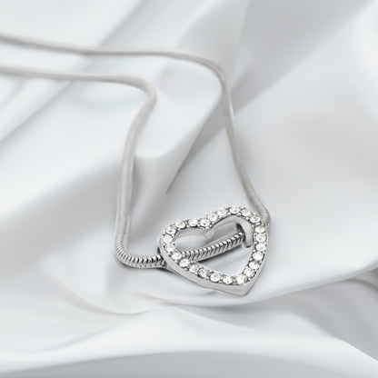 Austrian Crystal Heart Triple Strand Magnetic Bracelet Silver Tone