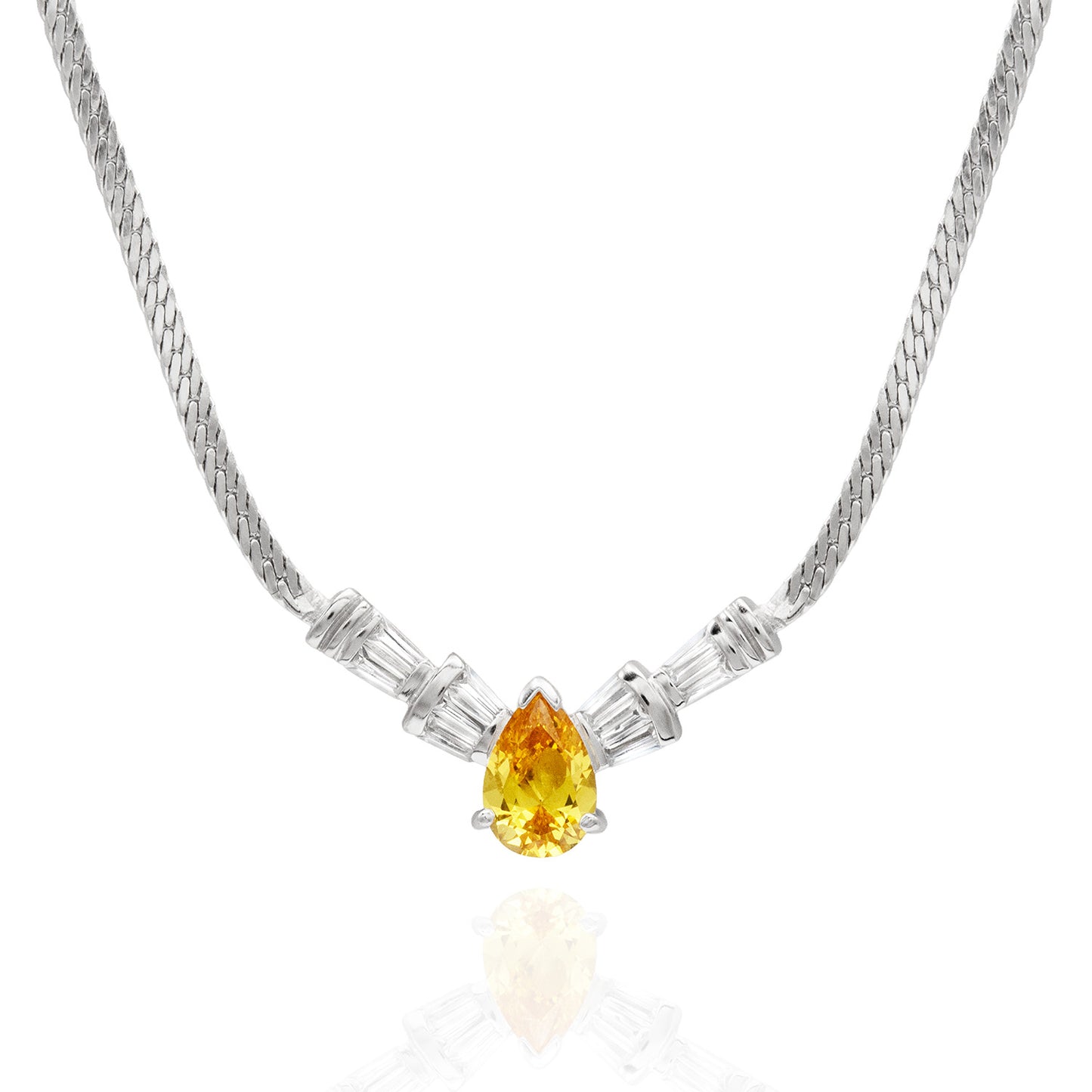 Yellow Citrine Pendant Necklace and Earring Set  Teardrop Citrine Stones