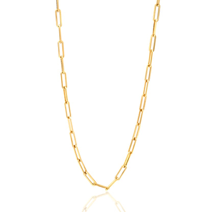 24 Inch Gold Tone Paperclip Link Chain Necklace Stainless Steel Modern Layering Necklace