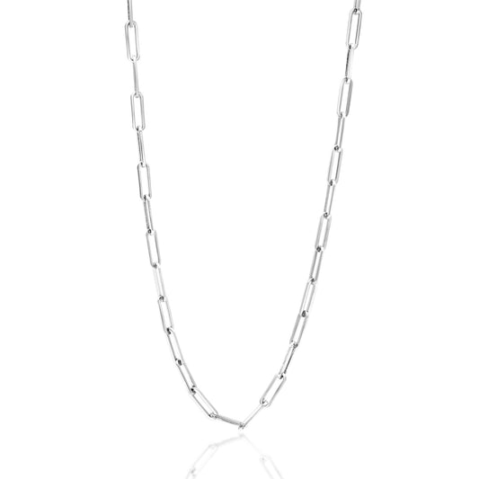 womens-girls-paper clip-silver-chain necklace