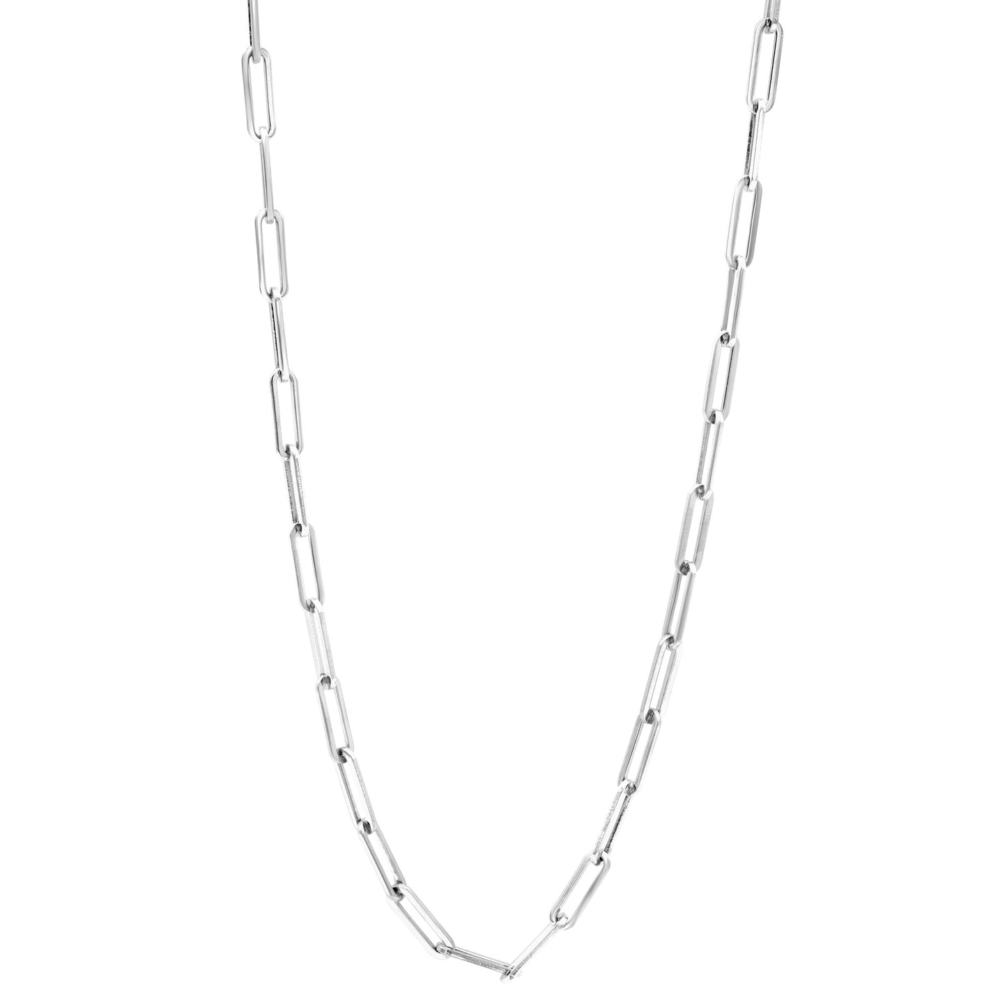 Stainless Steel Paperclip Link Chain Necklace 24 Inches Long