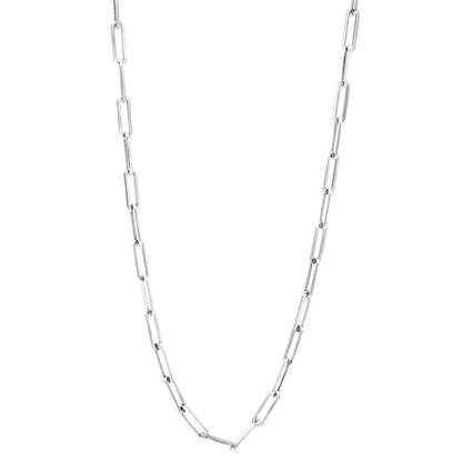 Stainless Steel Paperclip Link Chain Necklace 24 Inches Long