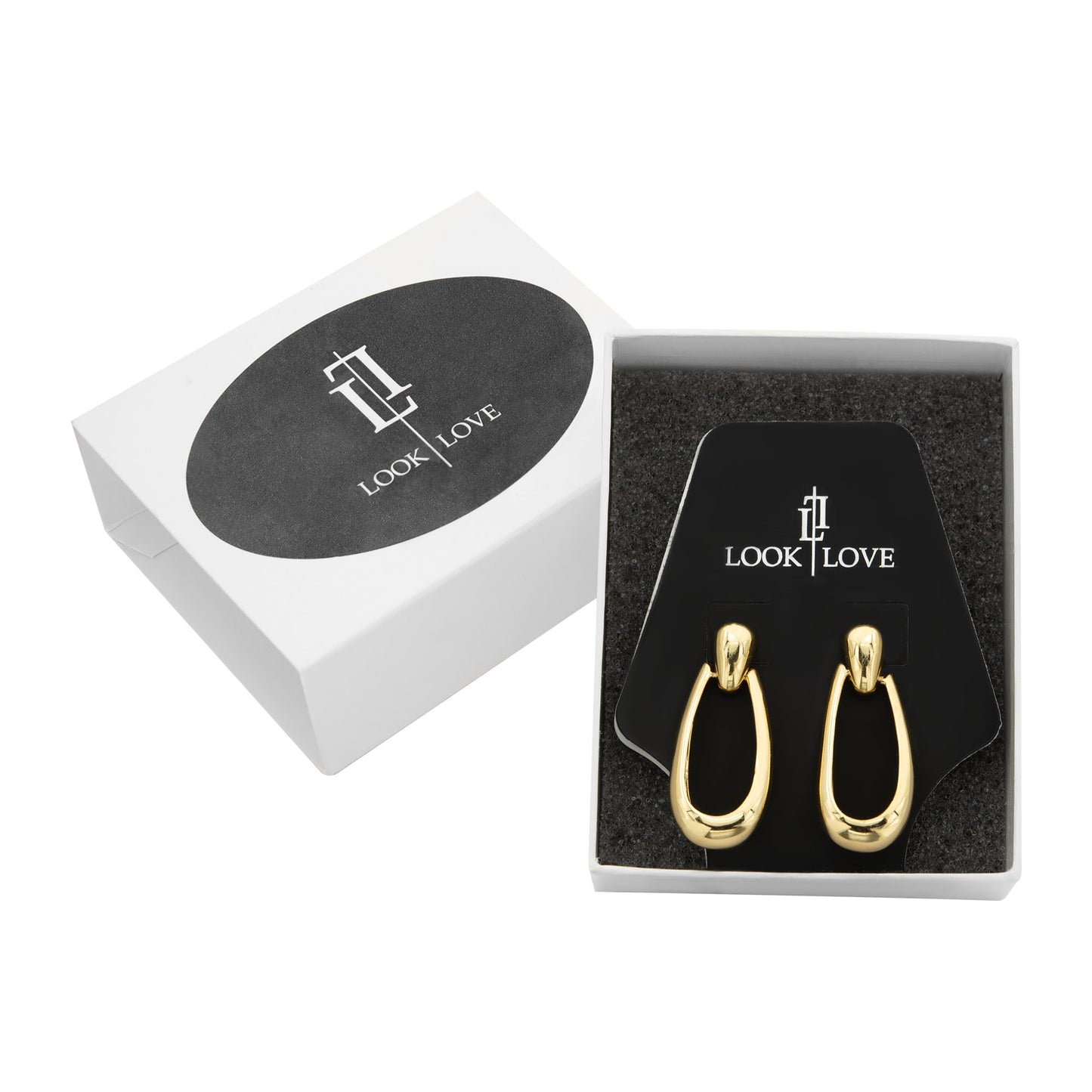 Classic Gold Door Knocker Drop Hoop Earrings 1.25 Inch