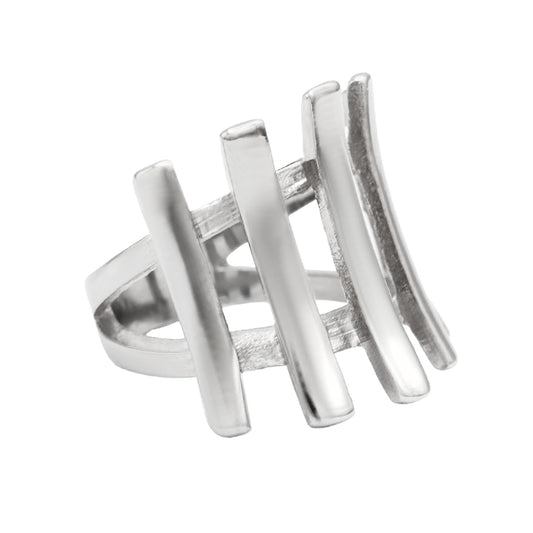 Modern Geometric Bar Stainless Steel Statement Ring