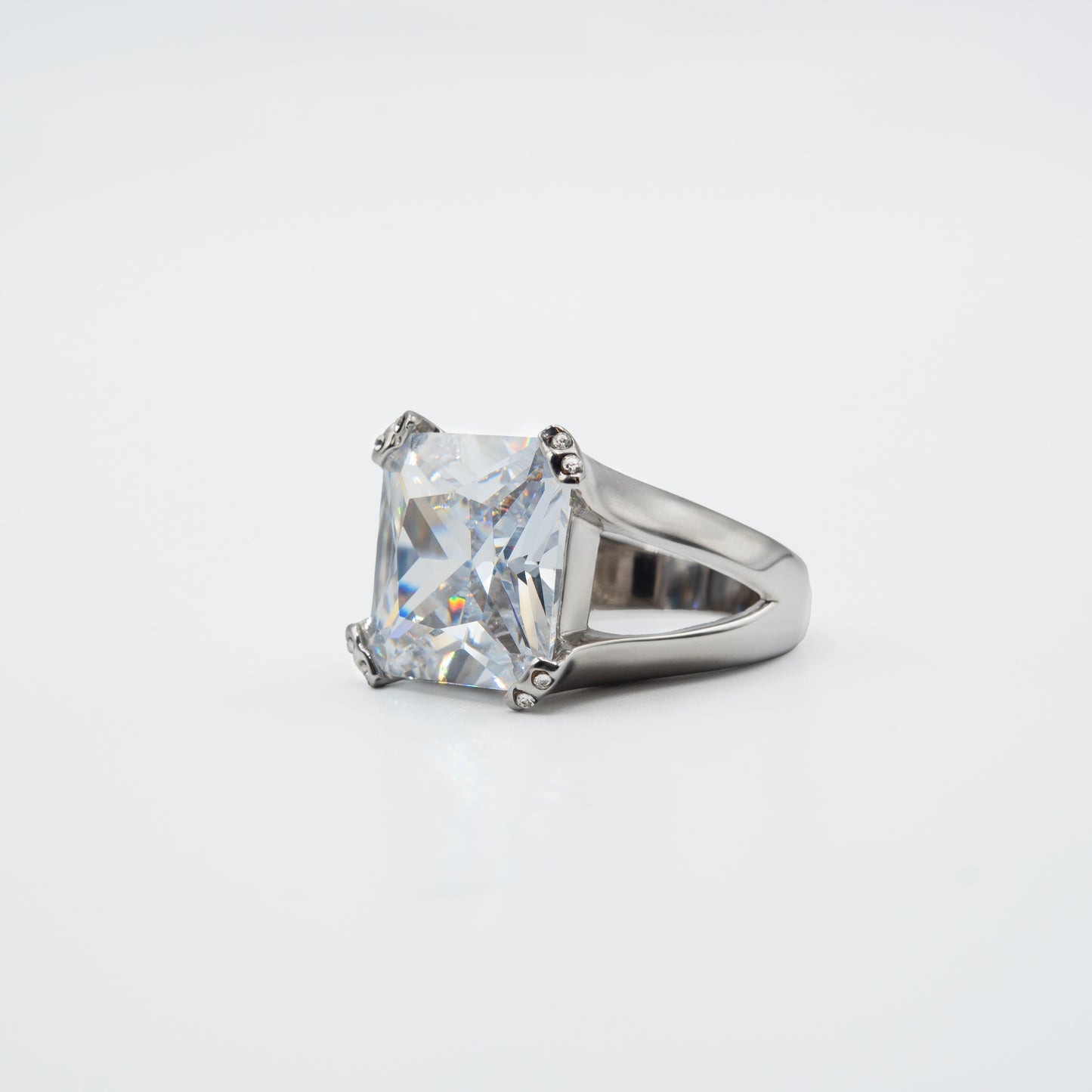 Large Square Cut Crystal Statement Ring