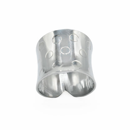 Wide Band Polka Dot Stainless Steel Ring