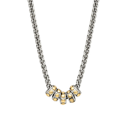 Women's Necklace, Bracelet, and Earrings Set Rhodium Plated Accented with Gold Round Removable Disks