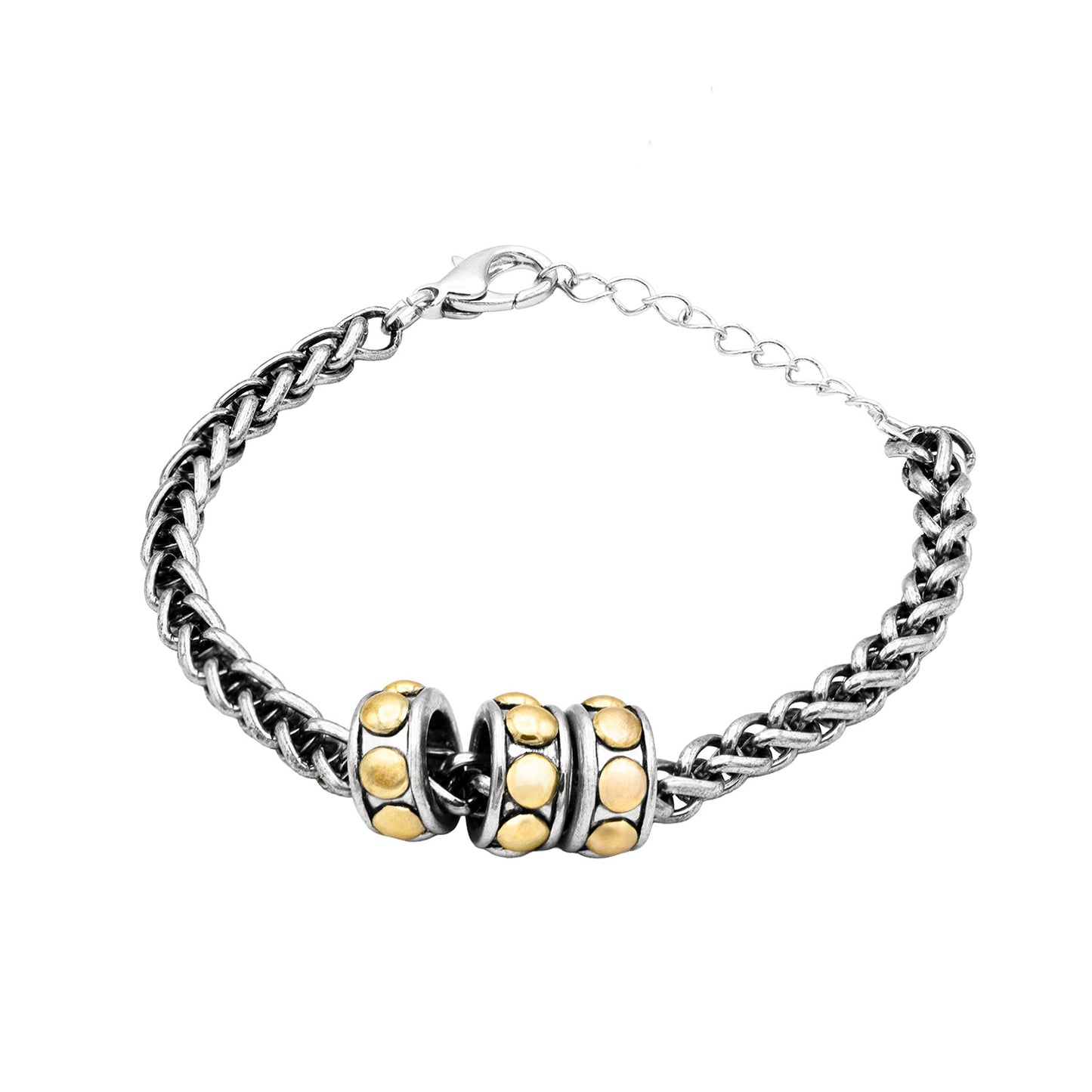 Women's Necklace, Bracelet, and Earrings Set Rhodium Plated Accented with Gold Round Removable Disks