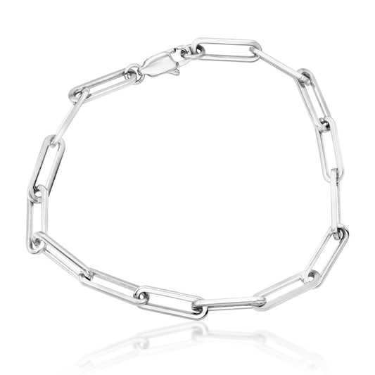 Modern Paperclip Chain Link Bracelet Stainless Steel 7.5 Inch Women's Fashion Jewelry