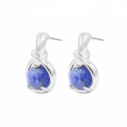 Crystal Amethyst Drop Earrings Faceted Crystal Stones