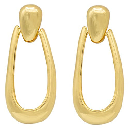 Classic Gold Door Knocker Drop Hoop Earrings 1.25 Inch