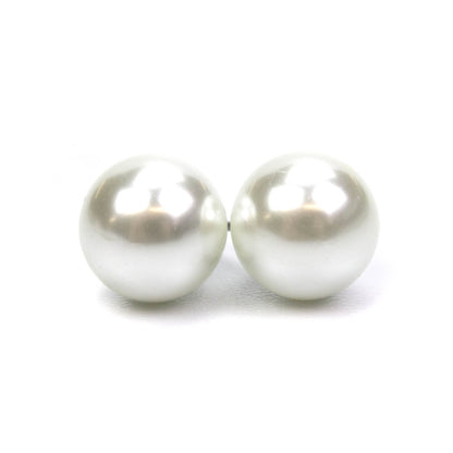 10mm Classic White Pearl Stud Earrings - Elegant Glass Pearl Studs