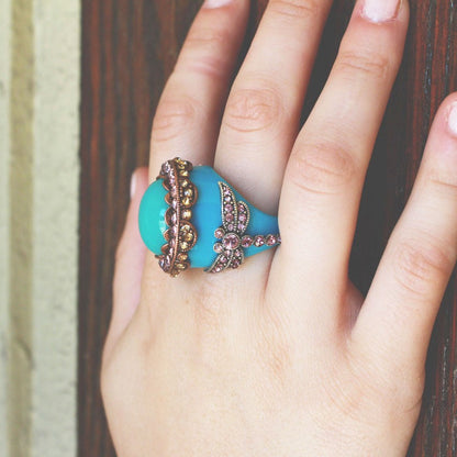 statement ring-dragonfly jewelry-blue ring