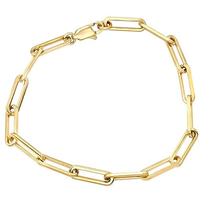 24 Inch Gold Tone Paperclip Link Chain Necklace Stainless Steel Modern Layering Necklace