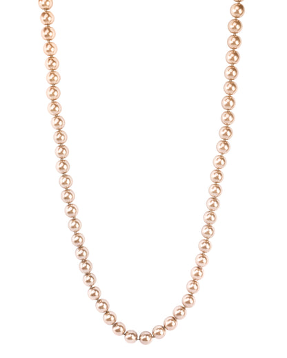 34 Inch Mocha Glass Pearl Knotted Strand Necklace - Versatile Long Pearl Necklace