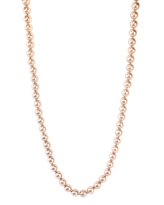 34 Inch Mocha Glass Pearl Knotted Strand Necklace - Versatile Long Pearl Necklace