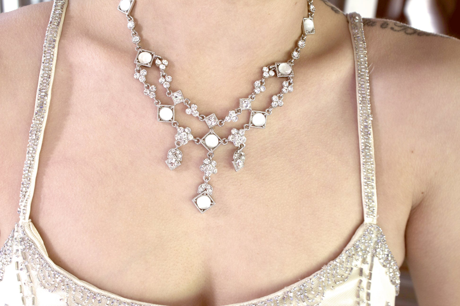 statement necklace-briadal jewelry-pearl necklace-prom jewelry
