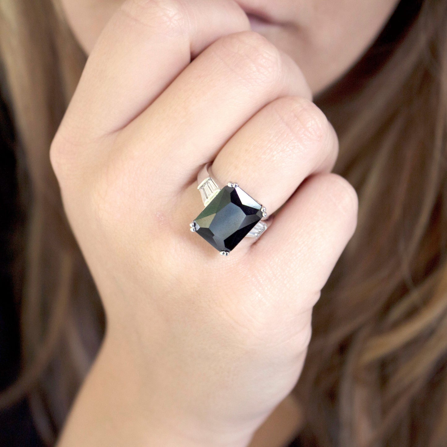 black stone ring-silver ring