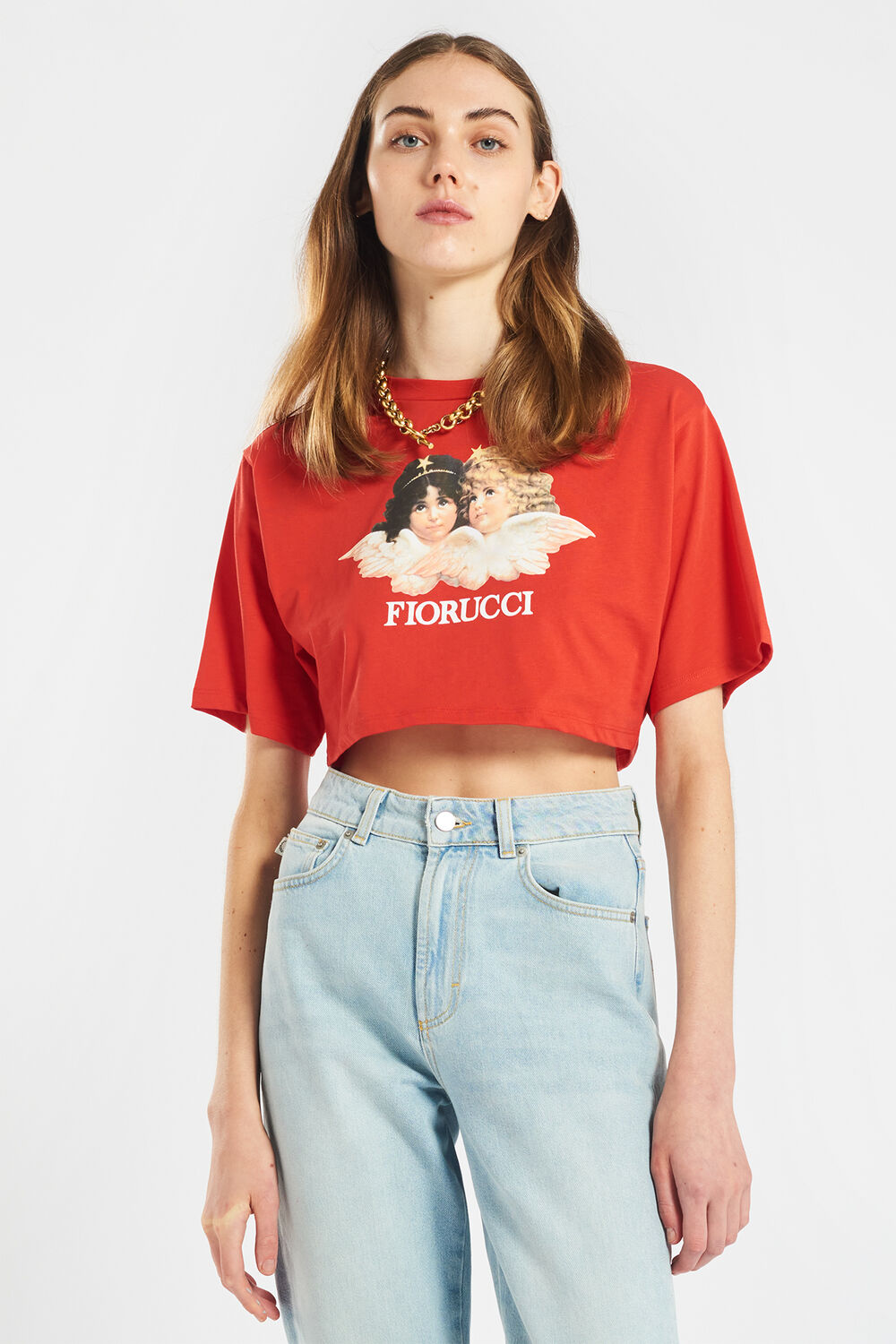 ANGELS CROP T SHIRT RED