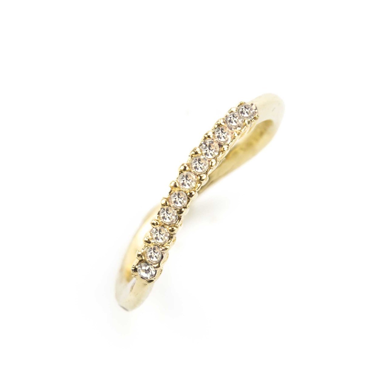 Crystal Gold Curve Ring