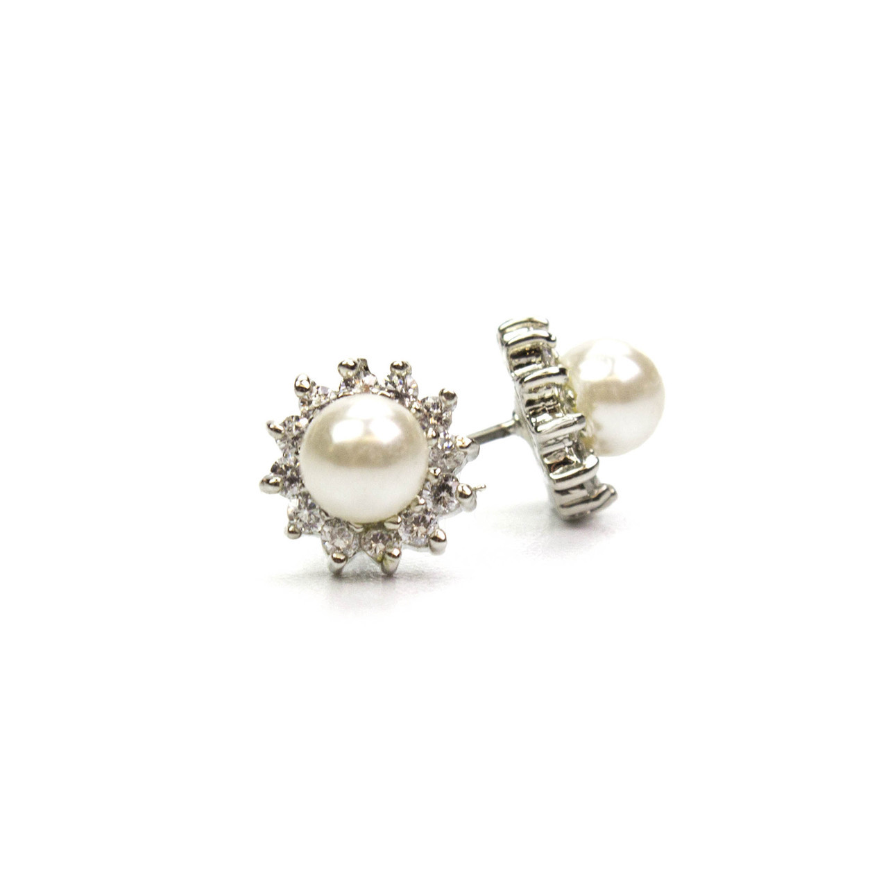 Bright Sunrise Pearl and Crystal Post Earrings